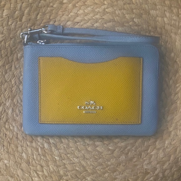 Coach Handbags - Coach Blue and Yellow Wristlet